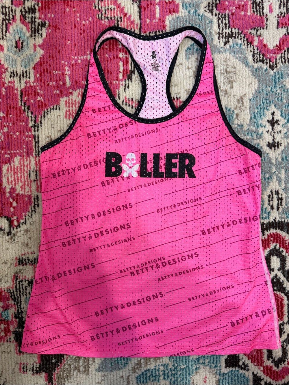 Betty Designs Hot Pink Racerback Tank Top Baller - Small